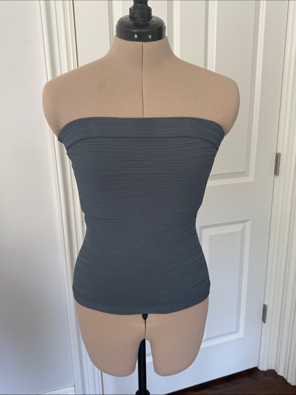Cos Strapless Ribbed Textured Tube Top in Slate Blue M